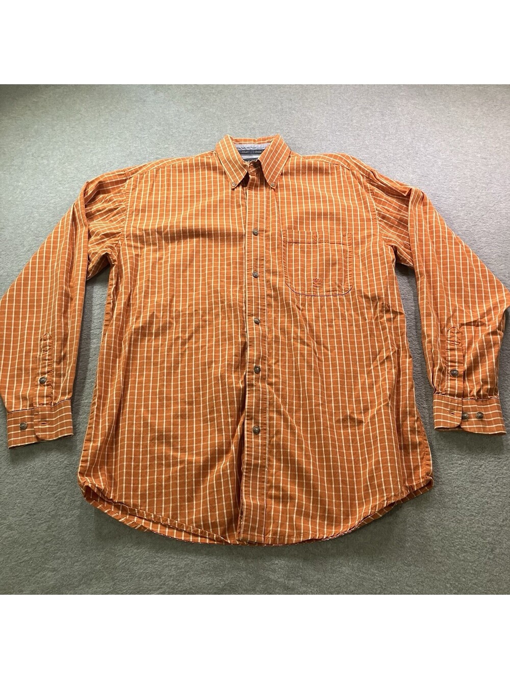 Wrangler Jean Co Twenty X Mens medium long sleeve button up orange white plaid